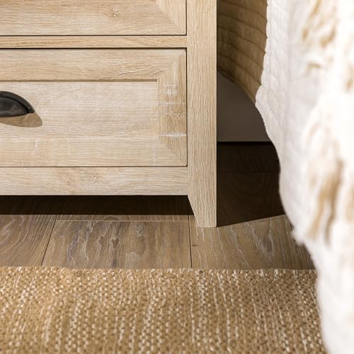 Walker Edison Hazel Modern Farmhouse 3 Drawer Framed Nightstand with Half-Moon Handles, 25 Inch, White Oak Walker Edison