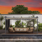 Aoodor 12 x 16 ft Outdoor Pergola with Retractable Shade Canopy, Matte Dark Gray Aluminum Frame, 2 Roller Shade Curtains, Grape Trellis Pergola for Patio, Backyard, Deck, Grey Aoodor