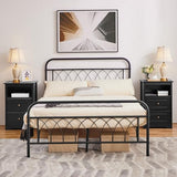 Yaheetech Nightstand Set of 2, Wooden Bedside Tables with 2 Drawer and Cubby, 2Pcs Tall Nightstand for Bedroom Small Space, Bedside Cabinet Telephone Table, 19″ L × 16″ W × 29″ H, Black Yaheetech