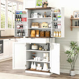 GRUSIGN 72" Kitchen Pantry Storage Cabinet with Doors and Shelves, Wood Farmhouse Pantry Storage with Barn Doors for Kitchen, Dining Room, Living Room GRUSIGN