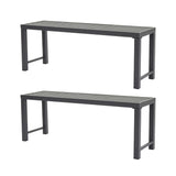 Metal Garden Bench for Outdoors, Set of 2, Grey Outdoor Benches Slats for Patio, Patio Backless Bench,Dining Bench for Porch, Lawn, Balcony, Backyard and Park Stabrech