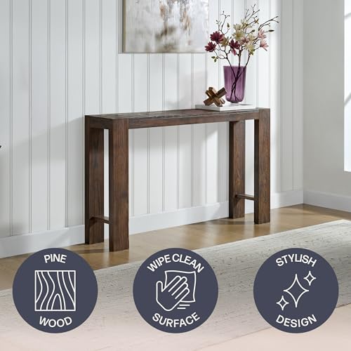 Alaterre Furniture Classic Solid Wood Console Table - 56 Inch Modern Farmhouse Entryway Table - Easy Assembly Living Room Furniture for Behind The Couch, Entryway, or Hallway (Brown) Alaterre Furniture
