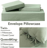 annadaif Sage Green Duvet Cover King Size, 3 Pieces Soft Washed Microfiber Duvet Cover Set, Comforter Cover with Bowknot Bow Tie (1 Duvet Cover 104x90 Inch, 2 Pillowcases) Easy Care Bedding Set annadaif