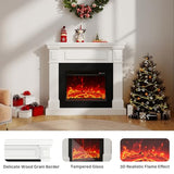43" Electric Fireplace with Mantel | 1400W Freestanding Electric Fireplaces | Highly Realistic 3D Flame | 50-90℉ AdjustableTemp | Button & Remote Control White Fireplace Mantel | 43" Wx11 Dx40 H FODINGHILL