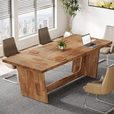 Tribesigns 14-16 People Conference Table, 12 FT Large Rectangular Meeting Seminar Table, Modern Solid Executive Office Business Furniture Boardroom Desk for Office (Set of 4, Light Brown) Tribesigns