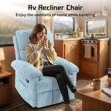 Korser Recliner Chair, Swivel Rocker Recliner Chair for Adults, Small Recliners for Small Spaces, Manual Recliner with Side Pockets, Upholstered Nursery Rocking Chair for Living Room, Chenille, Blue