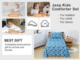 Softan Kids Bed Sheet Set, Boys Twin Size Sheets, Microfiber Kids Fitted Sheet and Pillowcase, Breathable and Silky Soft, 3 Piece Jeep Trucks Printed Twin Bed Sheet Softan