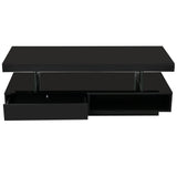Harper & Bright Designs LED Coffee Table High Gloss Center Table with 2 Drawers and Display Shelves, Cocktail End Table Sofa Table with LED Lights for Living Room (Black) Harper & Bright Designs