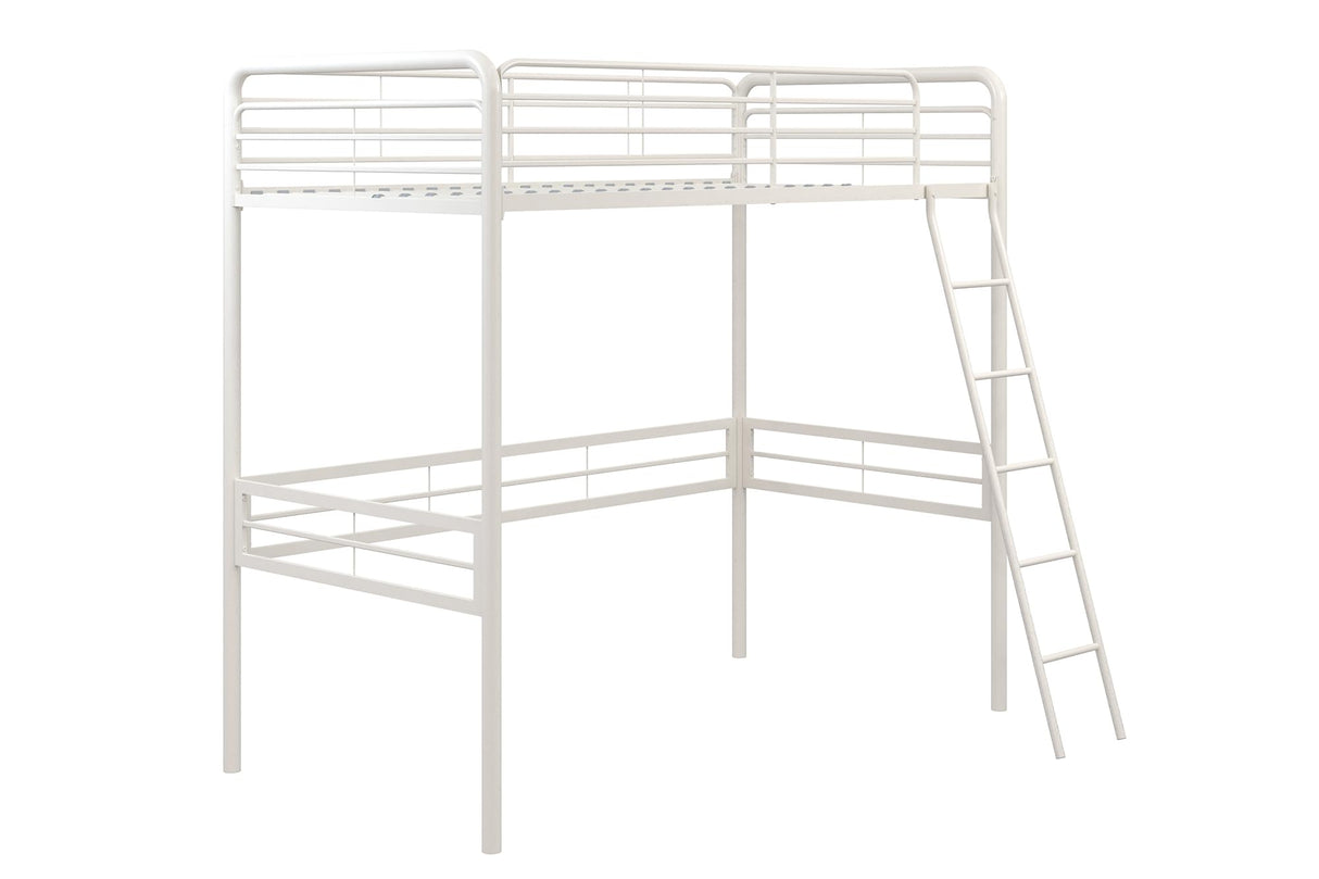 DHP Tommy Twin Metal Loft Bed, Off White DHP
