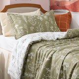 Bedsure Twin/Twin XL Comforter Set - Olive Green Bed Set, 2 Pieces Cute Floral Bedding, 1 Soft Reversible Botanical Flowers Comforter and 1 Pillow Sham Bedsure