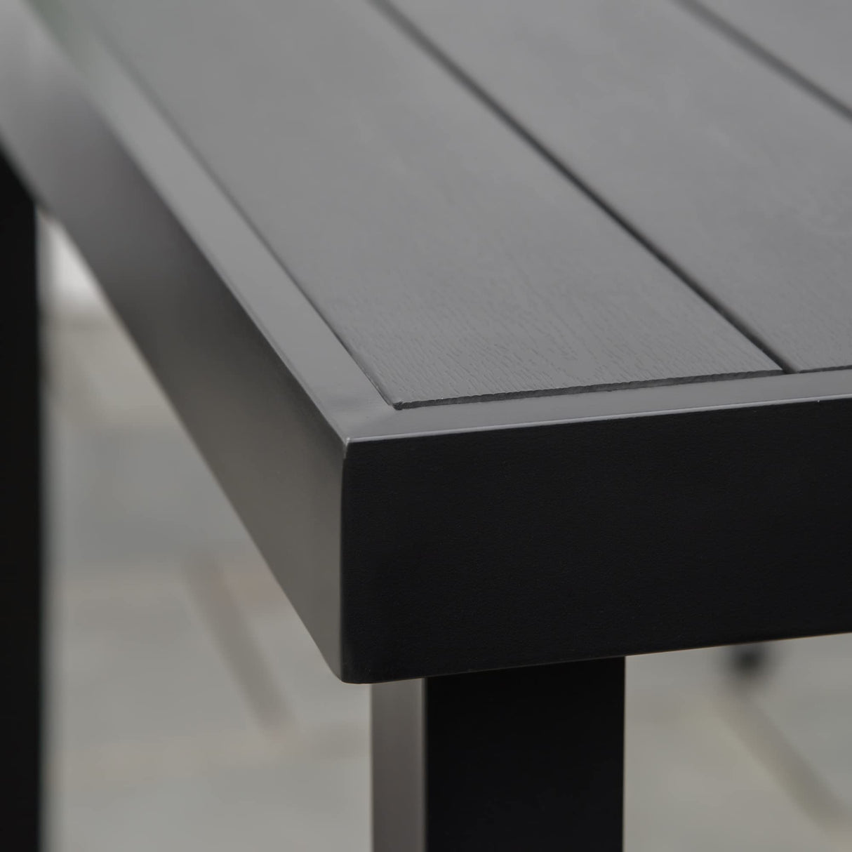 Outsunny Outdoor Dining Table for 6 Person, Rectangular Patio Table, Aluminum Metal Legs for Garden, Lawn, Patio, Woodgrain Black Outsunny