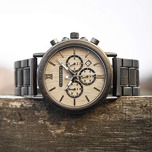 BOBO BIRD 2021 New Men's Wrist Watches Stylish Wood Watch Analog Quartz Casual Wooden Wrist Watch with Gift Box (Grey) BOBO BIRD