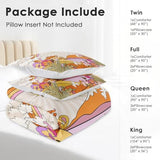 Zzzboro Comforter Set with 2 Pillowcases Queen Size, Hippy Mushroom Flower Sun Rainbow, Bed Decor Retro 70s Hippie Boho Aesthetic for Kids and Adults, Soft Cozy Bedroom Bedding Set Zzzboro