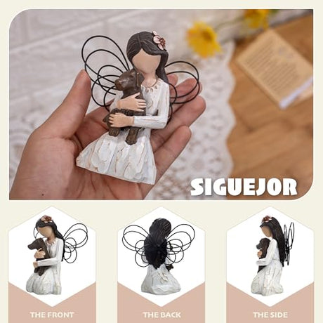 SIGUEJOR Loss of Dog Sympathy Gift, Dog Memorial Gifts, Angel Figurine, Remembrance Keepsake, Pet Sympathy Gift(Brown) SIGUEJOR