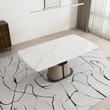 LifoHous Extendable Sintered Stone Dining Table Seats 8-10 People. Modern Telescopic Dining Table with Leather Base. Durable Stone Tabletop Suitable for Dining Rooms.90in(1Tabel) LifoHous