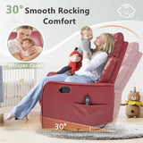 cinkehome Heated Massage Swivel Rocker Recliner Chair for Nursery - Small Space Reclining Chair with Lumbar Support, 360° Swivel & Gentle Rocking, Ergonomic High Back Faux Leather Red