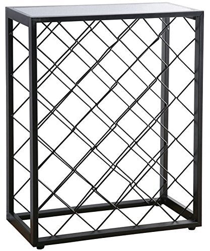 Mango Steam 32 Bottle Wine Rack with Black Glass Top Shelf, Free Standing for Home, Kitchen and Bar Mango Steam