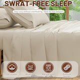 Overket Extra Deep Pocket King Sheets 18-24 Inch 100% Egyptian Cotton 1000 Thread Count Sateen Weave Soft Breathable 4 Pieces（King，Linen） Overket