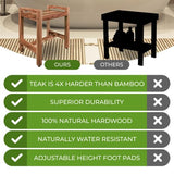 EcoDecors, Eleganto, 20", Teak Shower Bench, Teak Shower Stool, Safety Arms, Shower Seat, Teak Shower Seat, Shower Transfer Bench, Teak Shower for Inside Shower EcoDecors