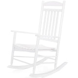 MAMIZO Soild Wood Outdoor Rocking Chair with High Back, Porch Rocking Chairs Oversized Easy to Assemble for Porch Garden, Lawn, Balcony, Backyard, Wooden Rocking Chair Outdoor and Indoor (White) MAMIZO
