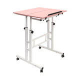 LEYSRIS Mobile Standing Desk Stand up Computer Desk Workstation with Universal Wheels, Adjustable Height Dual Desktop Tilting Panel Rolling Computer Cart (Pink) LEYSRIS