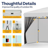 VIVOHOME 10x10ft Easy Pop-Up Canopy, Outdoor Screen Tent with Mosquito Netting, 2 Zipper Doors, and Roller Bag for Yard Camping Picnic Party Events, White VIVOHOME