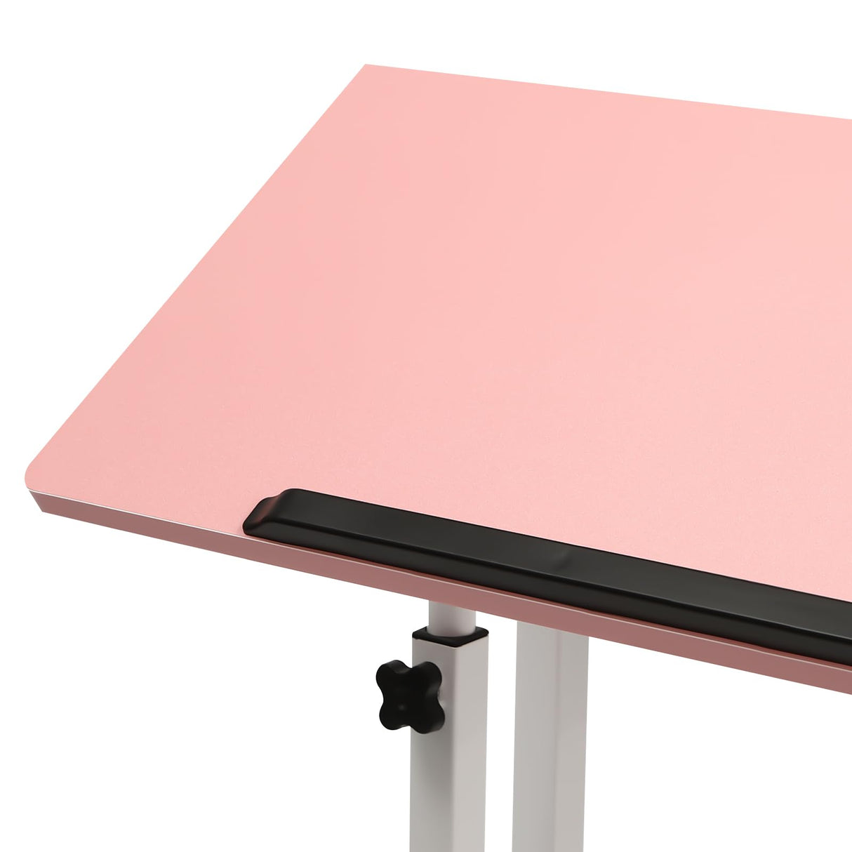Mobile Standing Desk, Adjustable Laptop Desk Small Stand Up Table, Portable Rolling Desk With Wheels And Stopper, Computer Cart Workstation With Wheels, Work Bedside Table For Home Office (Pink) SAHUANIYE