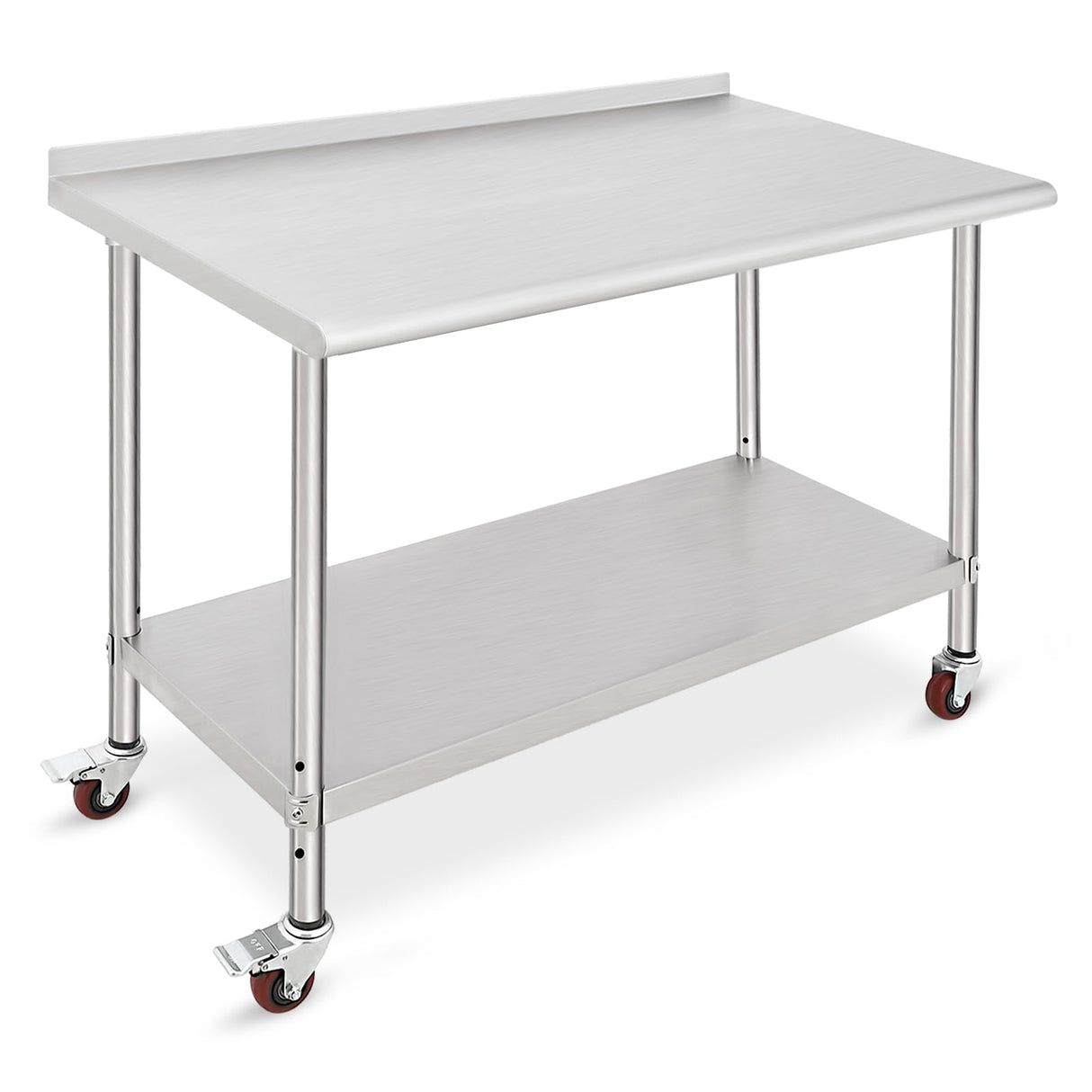 ACONEE 48" x 24" with Caster, Backsplash Stainless Steel Work Table, 48 x 24 Inch, Silver ACONEE
