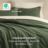 Bedsure Waffle Comforter Set Queen, Soft and Breathable Dark Green Bedding Comforter Set, 3 Pieces, 1 Waffle Weave Comforter (90"x90") and 2 Pillowcases (20"x26") Bedsure
