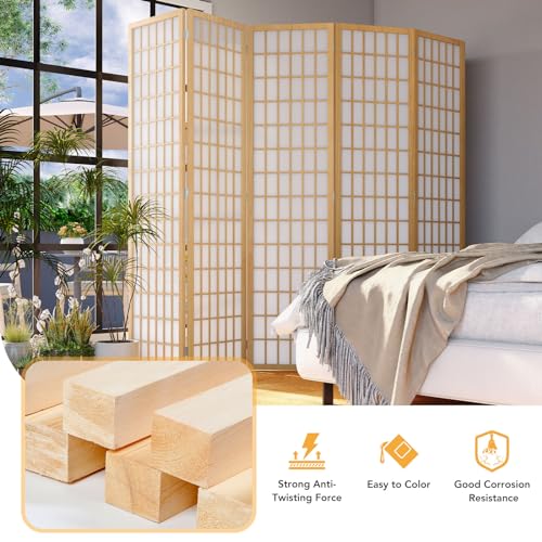 JOSTYLE Room Divider Wall 4 Panel, Folding Privacy Screen for Room Separation, Shoji Screen Japanese Style Room Divider, 5.9 Ft, Natural JOSTYLE