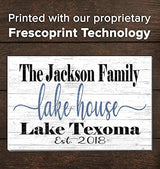 Custom Lake House Sign Personalized Name Gift or Decor for Summer Home - Solid Wood - 16.5in x 10.5in (Lake House Est. Date) Broad Bay