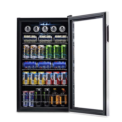 NewAir Mini Refrigerator and Cooler - 177 Mini Cans or 126 Regular Can - Drink Dispenser with Adjustable Shelves and Glass Door - Mini Fridge for Wine, Beer or Soda- Ideal for Dorm, Office, Bar NewAir