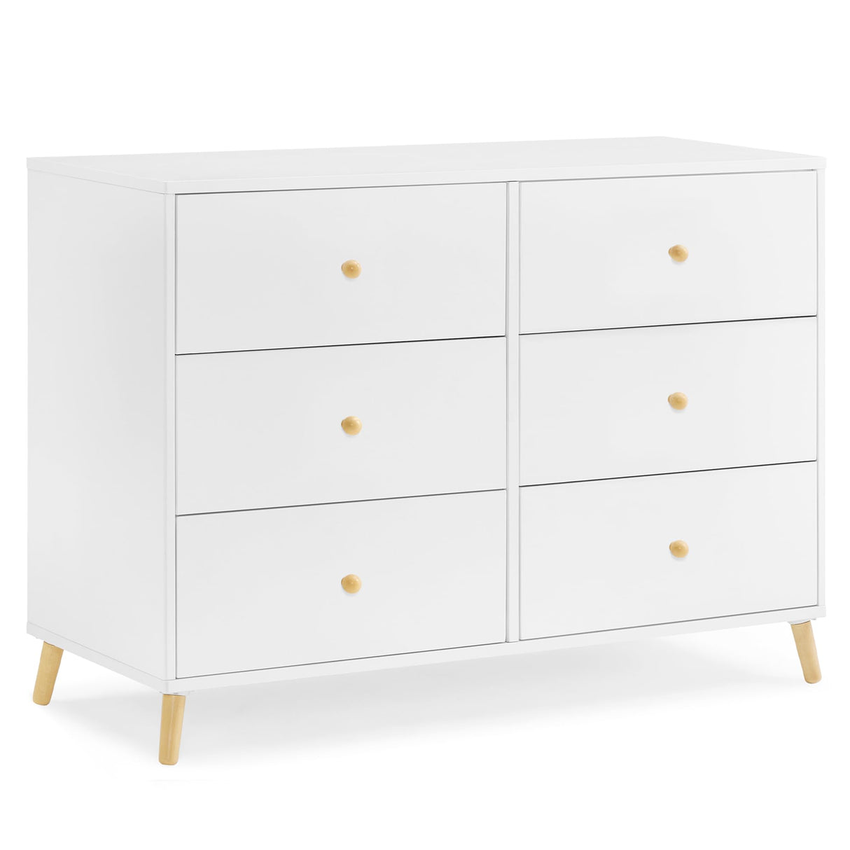Delta Children Essex 6 Drawer Dresser, Bianca White/Natural Delta Children