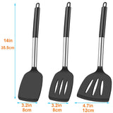 KLAQQED 3Pcs Spatula Silicone Spatula Turner Set Fish Spatulas Silicone Heat Resistant Spatulas for Nonstick Cookware Rubber Wok Spatula, Long Large Spatula Silicone Cooking Use Kitchen Utensils Set KLAQQED