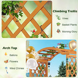 Giantex Garden Arbor with Planter, Wooden Planter Arch with Trellis, Outdoor Arch for Climbing Plants, Vegetables, Herbs, Decorations, Arbor Archway for Wedding, Ceremony, Party (Natural) Giantex
