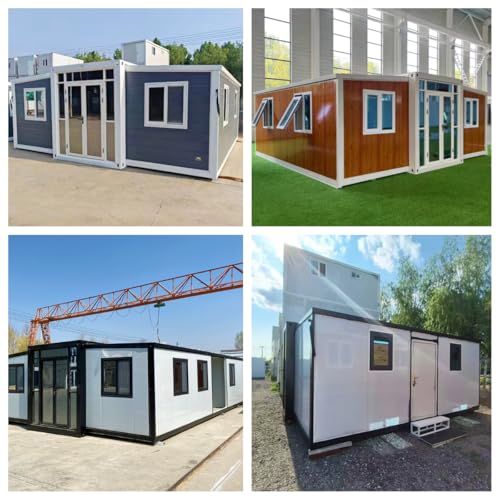 Mobile Container House Portable Tiny House Folding Office Prefab Garden Cabin Expandable Modern Home Customizable 20ft/30ft/40ft 1-3 Bedroom Bath Living & Kitchen Veranda for Minimalist Livin - WoodArtSupply