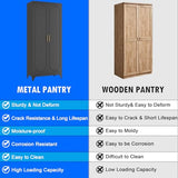 Polup Pantry Cabinet, 75 Inch Tall Kitchen Storage Cabinet, Metal Pantry Cabinets with Doors and Adjustable Shelves, Black Freestanding Food Cupboard for Living, Dinning Room-Assembly Required Polup