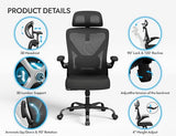 Ergalithic Ergonomic Office Chair - X-Shaped Computer Desk Chair Comfy, Gaming Chair, Office Chair with Lumbar Support, Mesh Office Chairs with Headrests, Desk Chair for Long Hours (Black Silver) Ergalithic