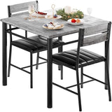 IRONCK Dining Table Set for 2, Small Kitchen Table with Upholstered Chairs for Kitchen & Dining Room, Compact Dining Set for Small Spaces, Gray IRONCK