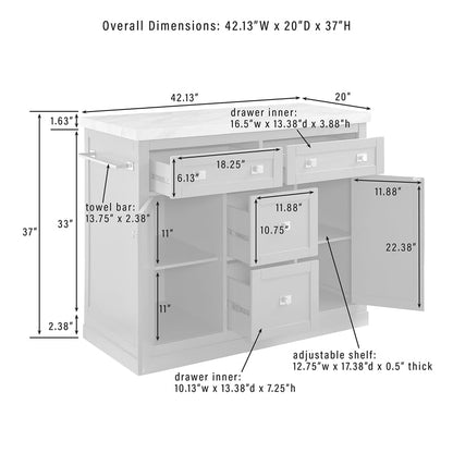 Pemberly Row Modern Wood Kitchen Island with Storage in Gray/White