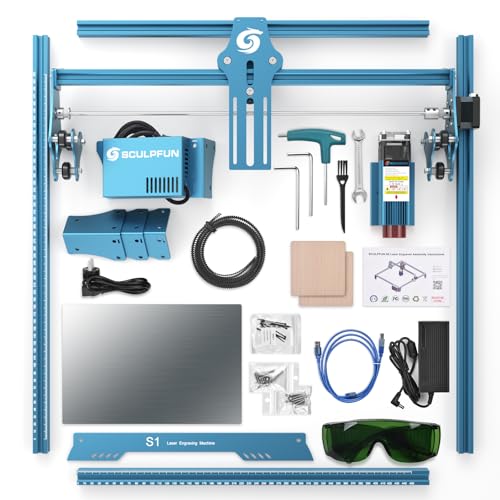 SCULPFUN S1 Laser Engraver, Engraving Machine with 0.01mm High Precision, High Speed Laser Cutter for Wood Metal and Leather, Engraving Area 410 * 420mm SCULPFUN