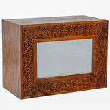 Hind Handicrafts Rosewood Border Engraved Wooden Cremation Urns for Human Ashes Adult - Handcrafted Photo Funeral Memorial Ashes Urn - Columbarium Hind Handicrafts
