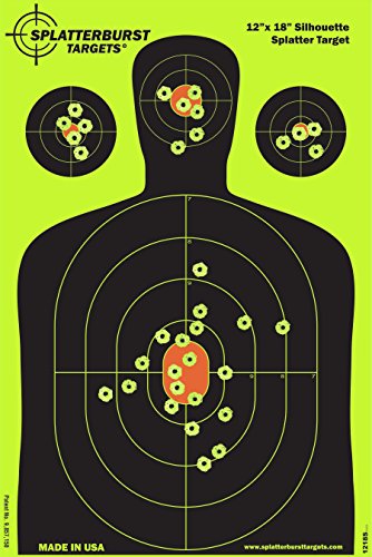 Splatterburst Targets - 12 x18 inch - Silhouette Splatter Target - Easily See Your Shots Burst Bright Fluorescent Yellow Upon Impact - Made in USA (10 Pack) Splatterburst Targets