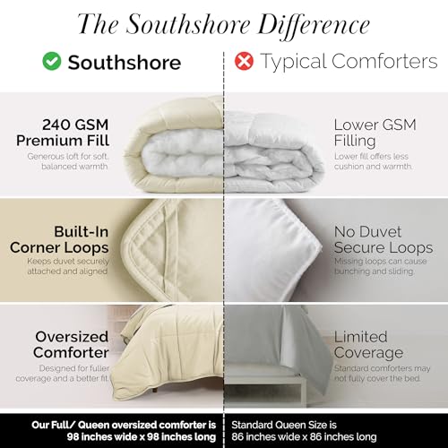 Southshore Fine Living, Inc. Full/Queen Comforter, Premium Quality All-Season Down-Alternative Comforter, Queen/Full Size, Cream Southshore Fine Living, Inc.