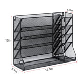 Jakyitvi File Organizer Wall Mounted, 4 Tiers Durable Adjustable Metal Desk Organizer, Desktop Hanging File Holder with 4 Pen Slots Stable, 4 Pull-Out Divider for File, Mail, Black, Patent Pending Jakyitvi