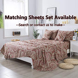 FADFAY Paisley Duvet Cover Set 100% Cotton Ultra Soft Red and Beige Reversible Paisley Bedding Set with Hidden Zipper Closure 3 Pieces, 1Duvet Cover & 2Pillowcases, King/California King Size FADFAY