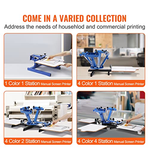 VEVOR Screen Printing Machine, 4 Color 4 Station 360° Rotable Silk Screen Printing Press, 21.2x17.7in Screen Printing Press, Double-Layer Positioning Pallet for T-Shirt DIY Printing VEVOR