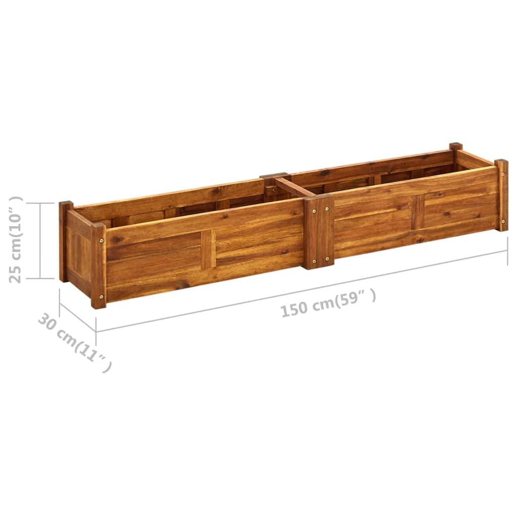 vidaXL Garden Raised Bed, Wooden Raised Flower Bed for Flowers and Plants, Solid Acacia Wood Planter, Outdoor and Indoor Use, Brown