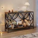 GiftGo Narrow Sofa Table 47.2 Inch, Industrial Sofa Table Behind Couch, Vintage Entry Console Table with Storage for Entryway, Living Room, Foyer, Elegant Design (Rustic Brown, 47.2) GiftGo