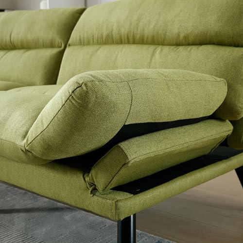 70" Green Modern Linen Convertible Folding Futon Couch Sofa Bed Adjustable Pillow Top Arm Memory Foam Couch Double Loveseat Sofa for Compact Living Space,Dorm,Game Studio,Apartment,Bedroom Klwenas Maec